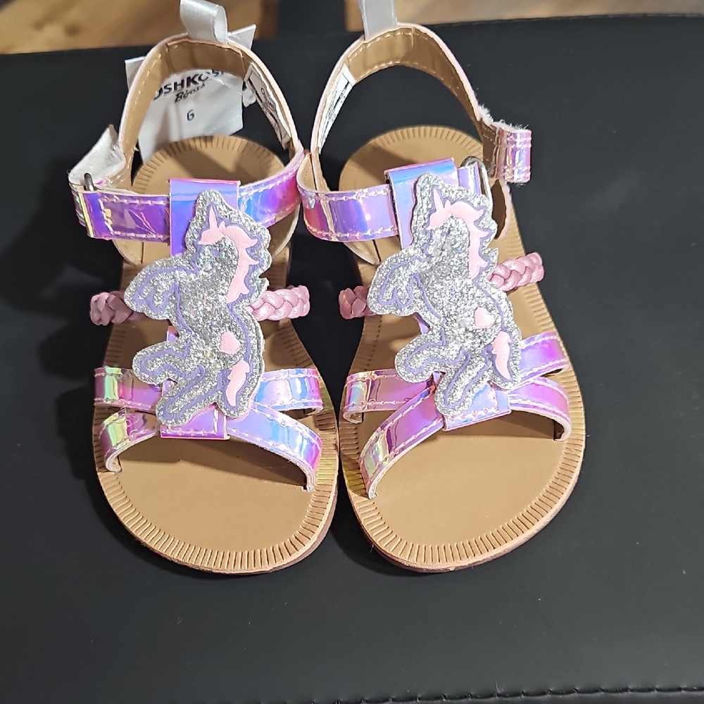 OshKosh B'gosh Pink and Silver Sandals with Butterfly Design